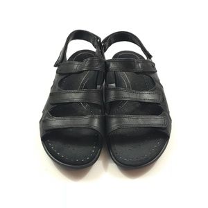 Ecco Womens Size US 8-8.5 Black Leather Sandals